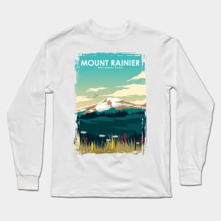 Mount Rainer National Park Travel Art Long Sleeve T-Shirt